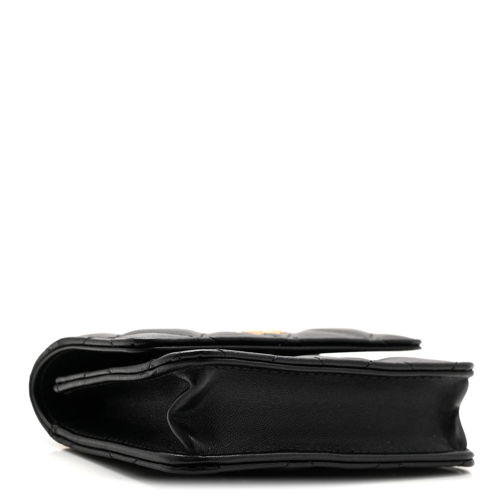Lambskin Quilted CC Hook  Holder Black