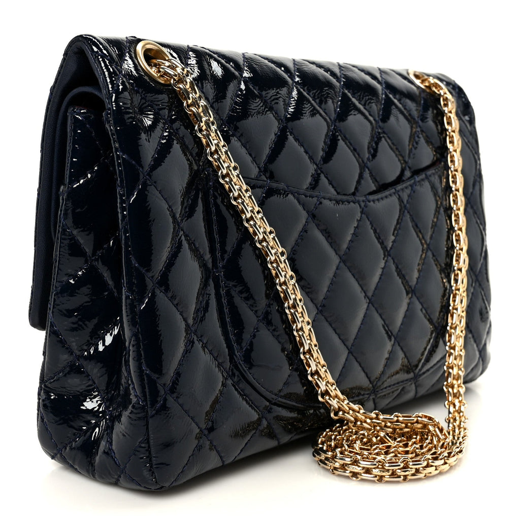 Distressed Patent Quilted 2.55 Reissue 226 Flap Blue