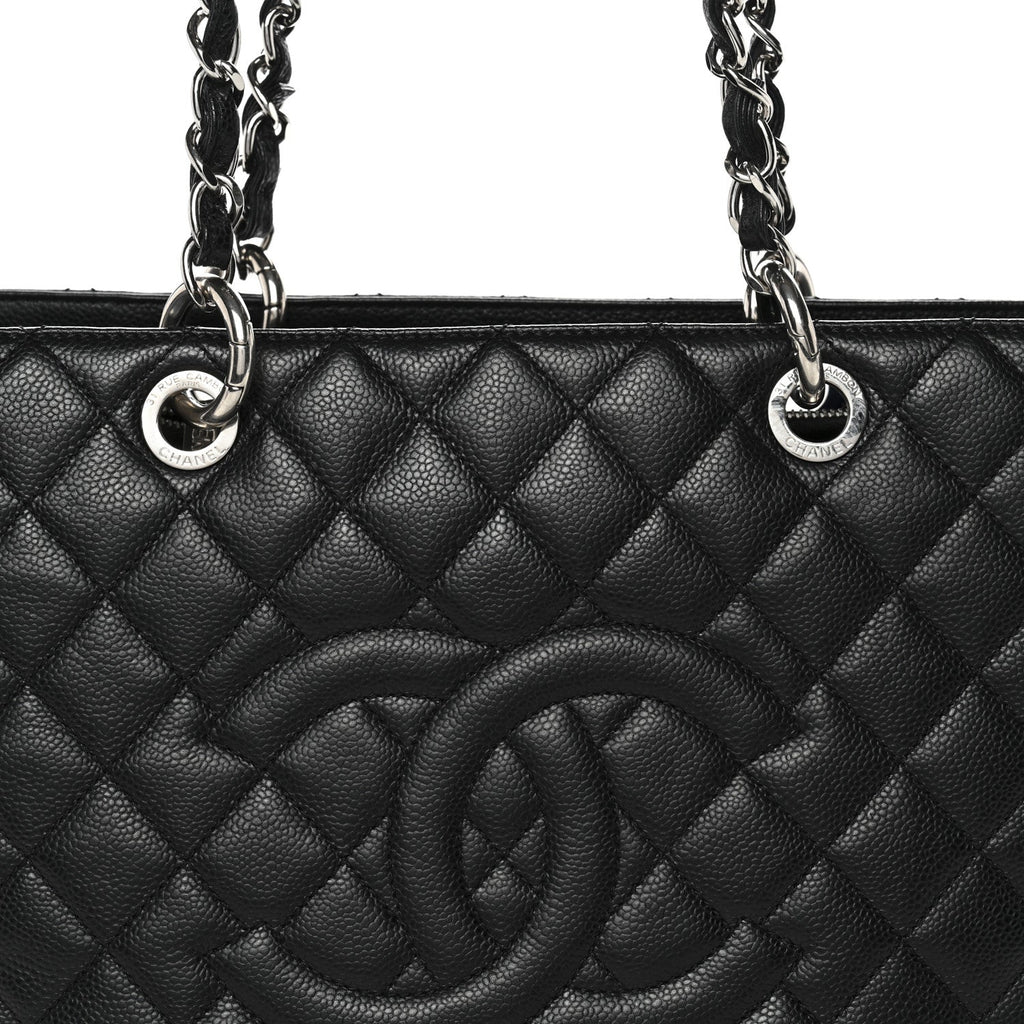 Caviar Quilted Grand Shopping Tote GST Black
