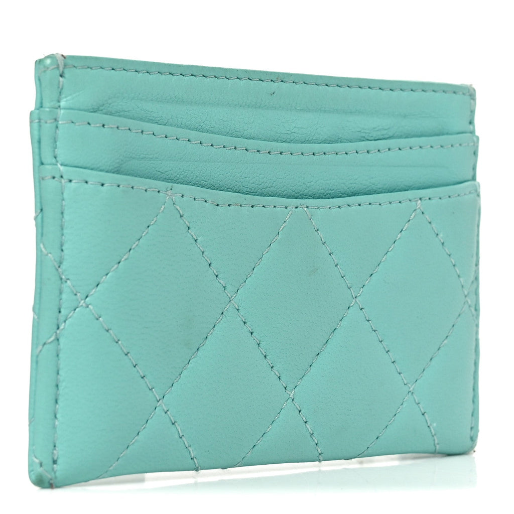 Lambskin Quilted  Holder Turquoise