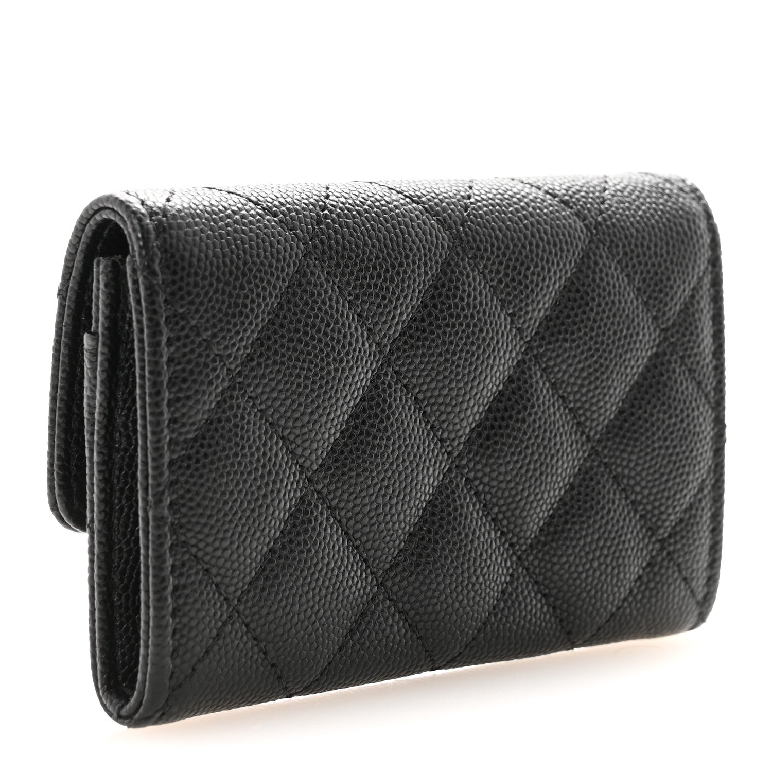 Caviar Quilted CC Flap  Holder Black