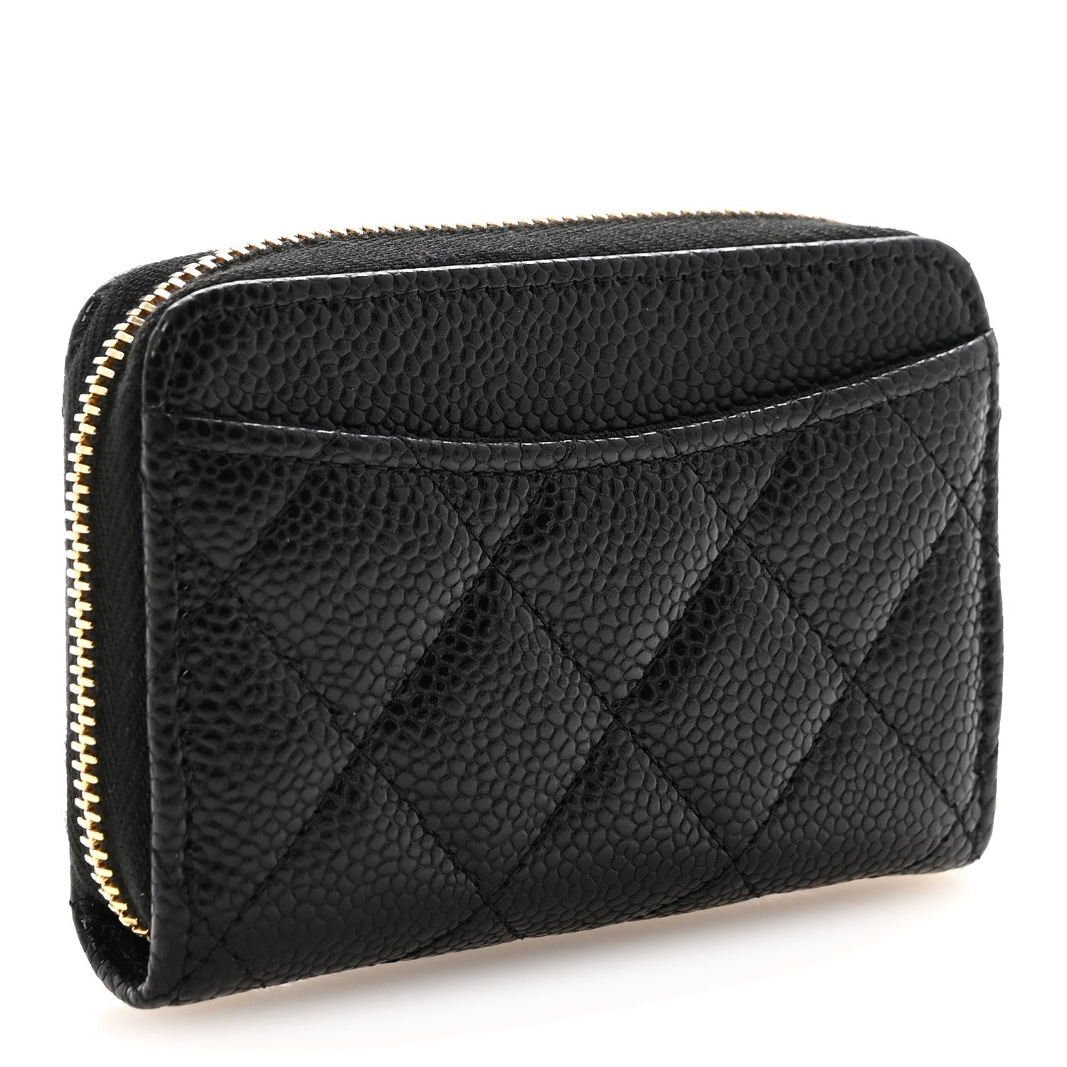 Caviar Quilted Zip Coin Purse Black