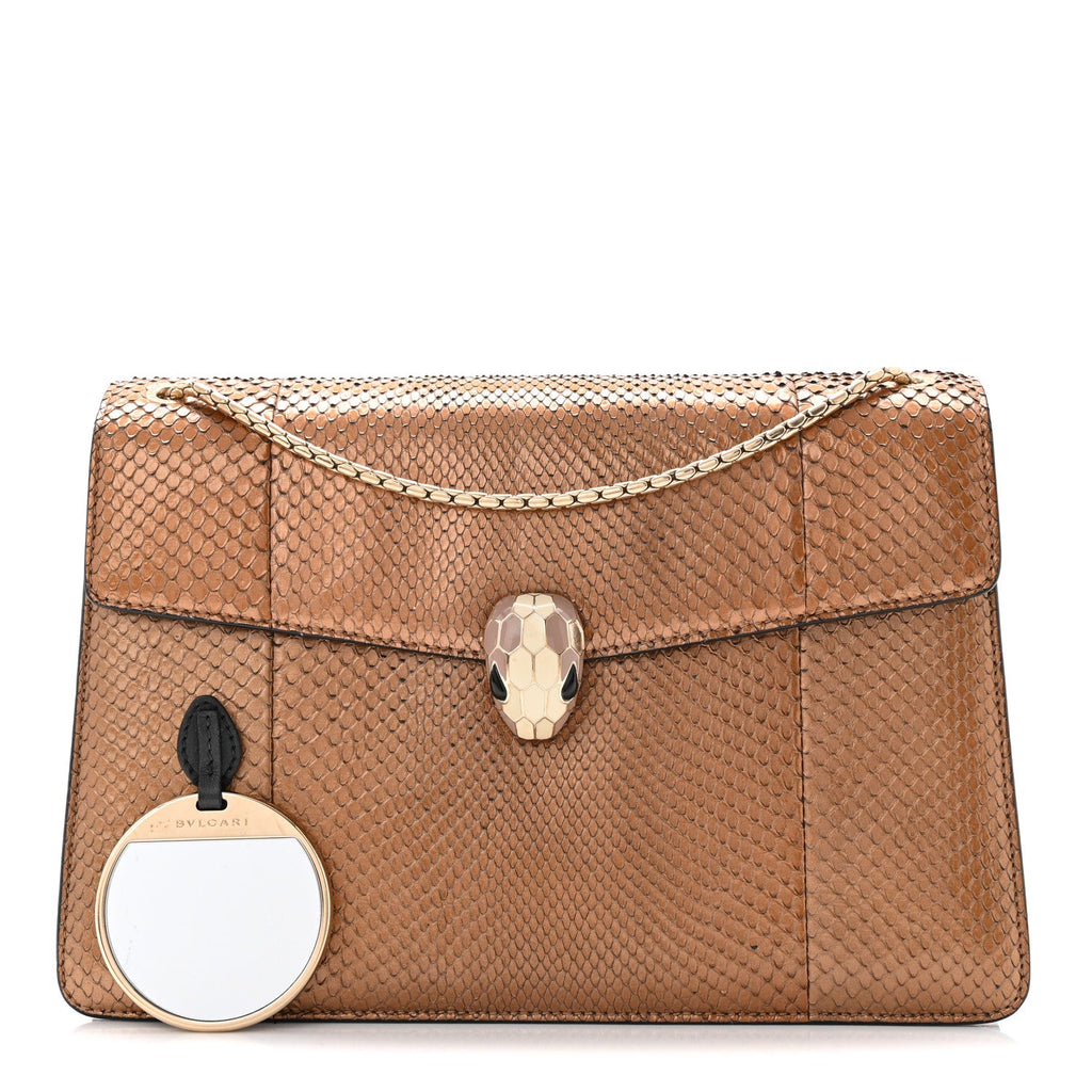 Metallic Snakeskin Serpenti Forever Medium Shoulder Bag Gold