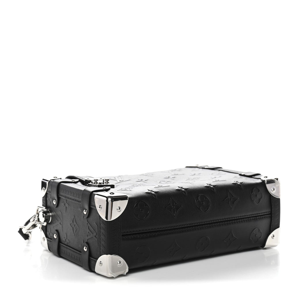 Calfskin Debossed Monogram Side Trunk Black