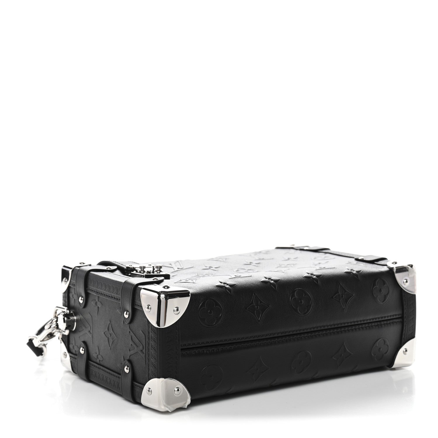 Calfskin Debossed Monogram Side Trunk Black