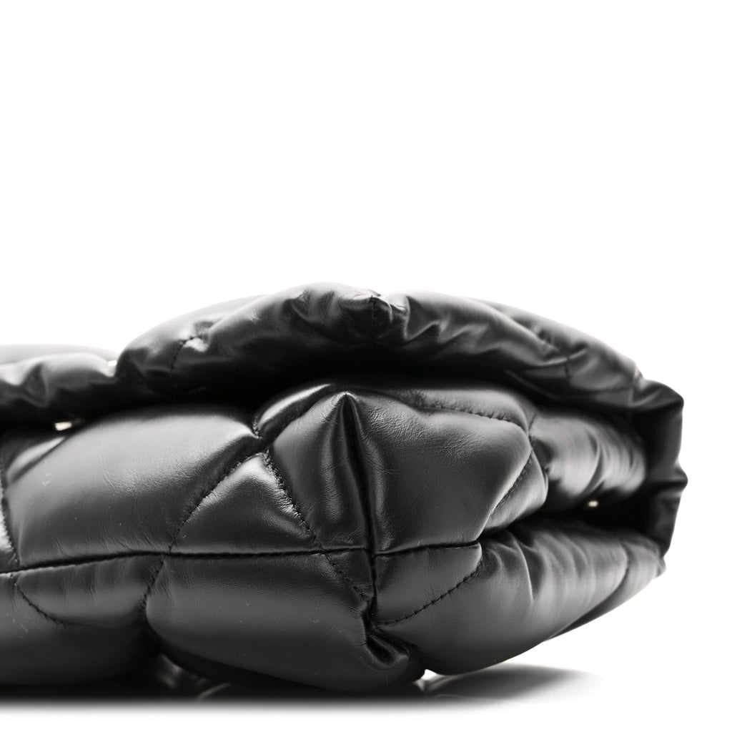 Nappa Calfskin Quilted Touch B Puffy Clutch Black