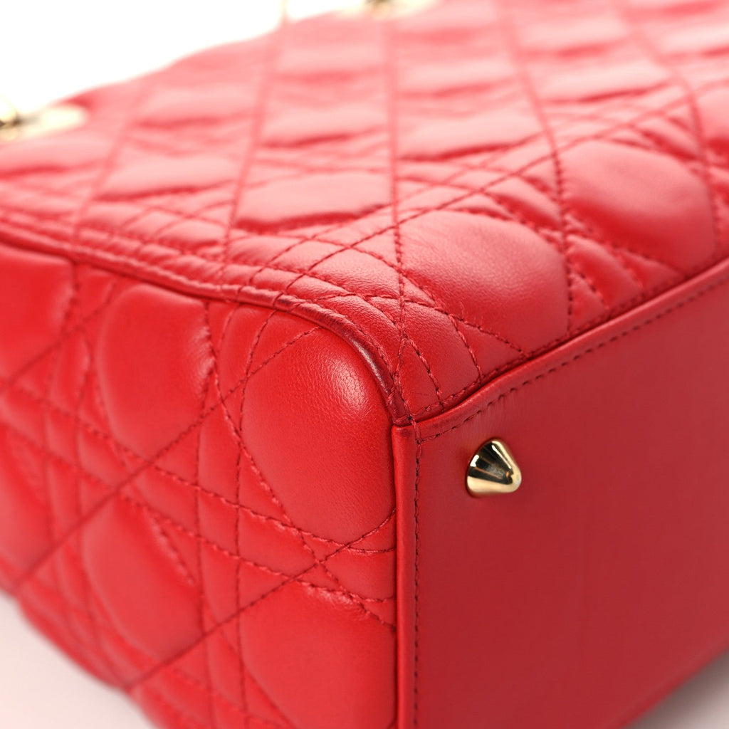 Lambskin Cannage Medium Lady Dior Red