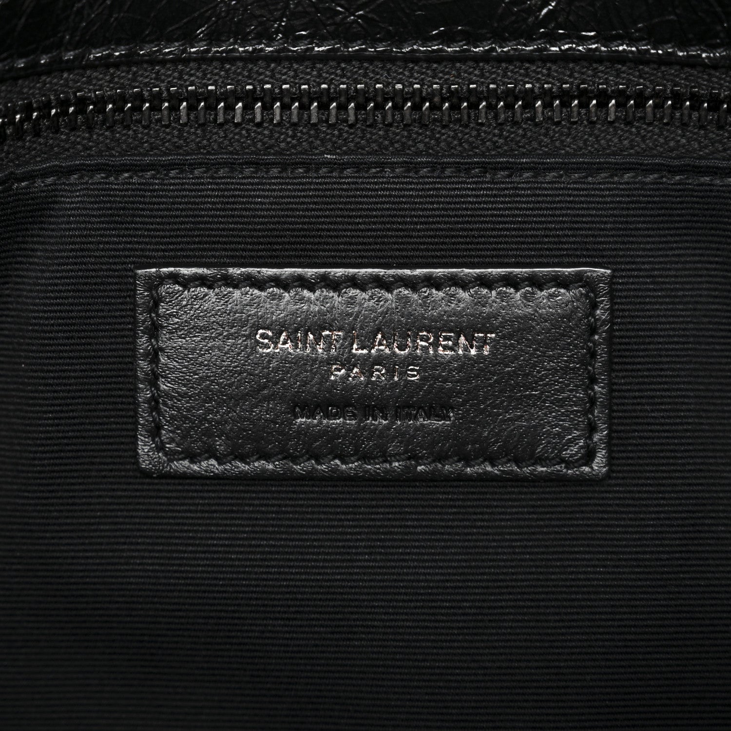 Crinkled Calfskin Matelasse Monogram Medium Niki Chain Satchel Black