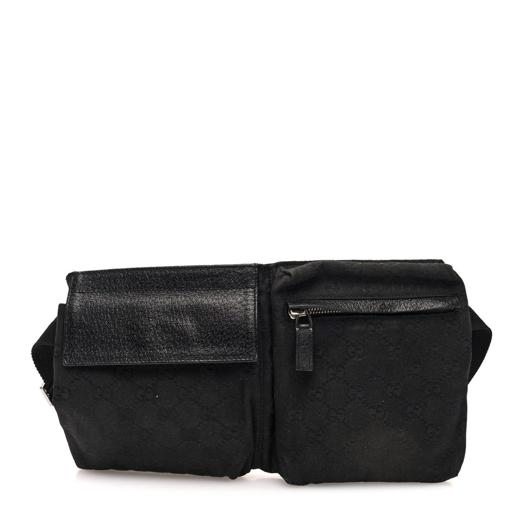 GG Monogram Double Pocket Belt Bag Black