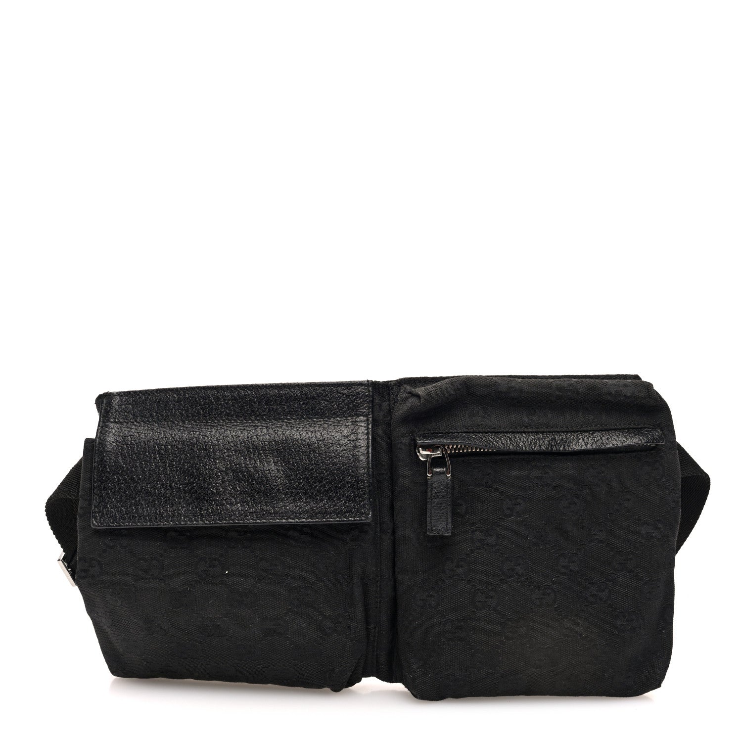 GG Monogram Double Pocket Belt Bag Black