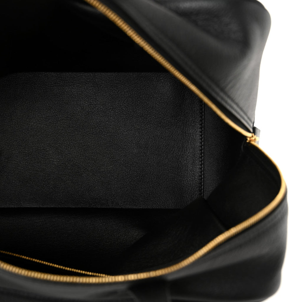 Grained Calfskin Medium Carrie Bowling Bag Black