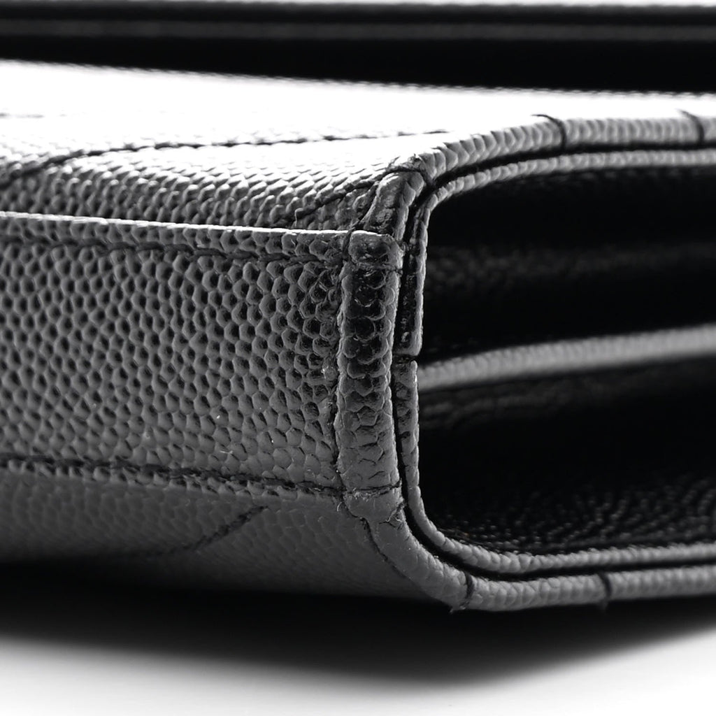 Grain De Poudre Matelasse Chevron Monogram Chain Wallet Black