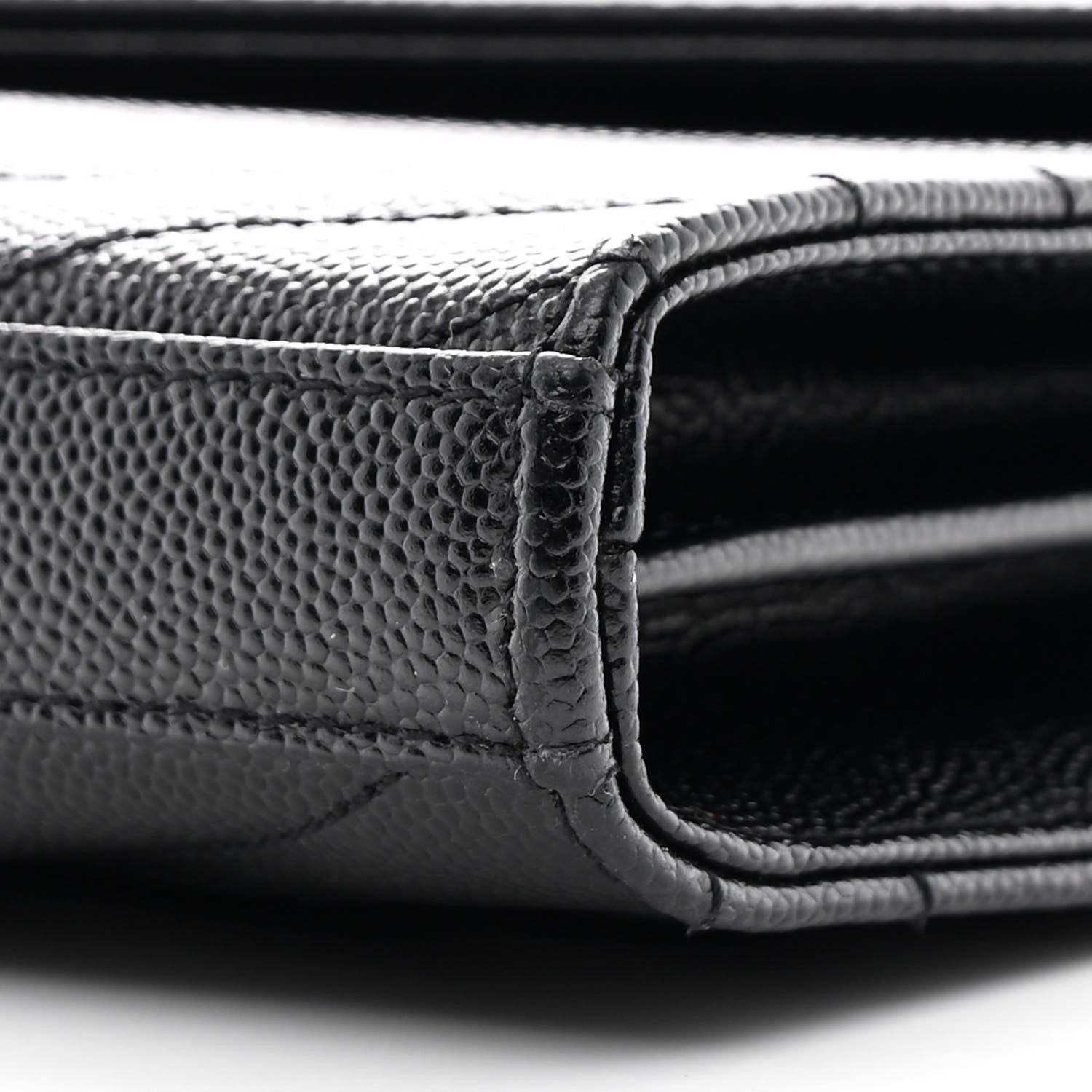 Grain De Poudre Matelasse Chevron Monogram Chain Wallet Black
