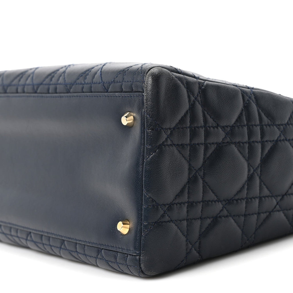 Lambskin Cannage Medium Lady Dior Navy Blue