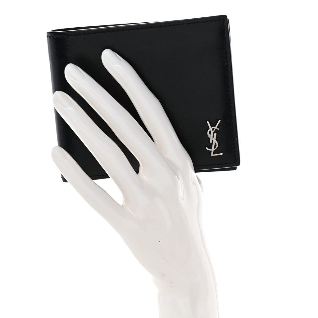 Matte Calfskin Tiny Cassandre East West Wallet Black