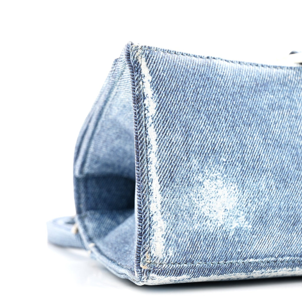 Nappa Denim Printed Small Hourglass Top Handle Bag Denim Blue