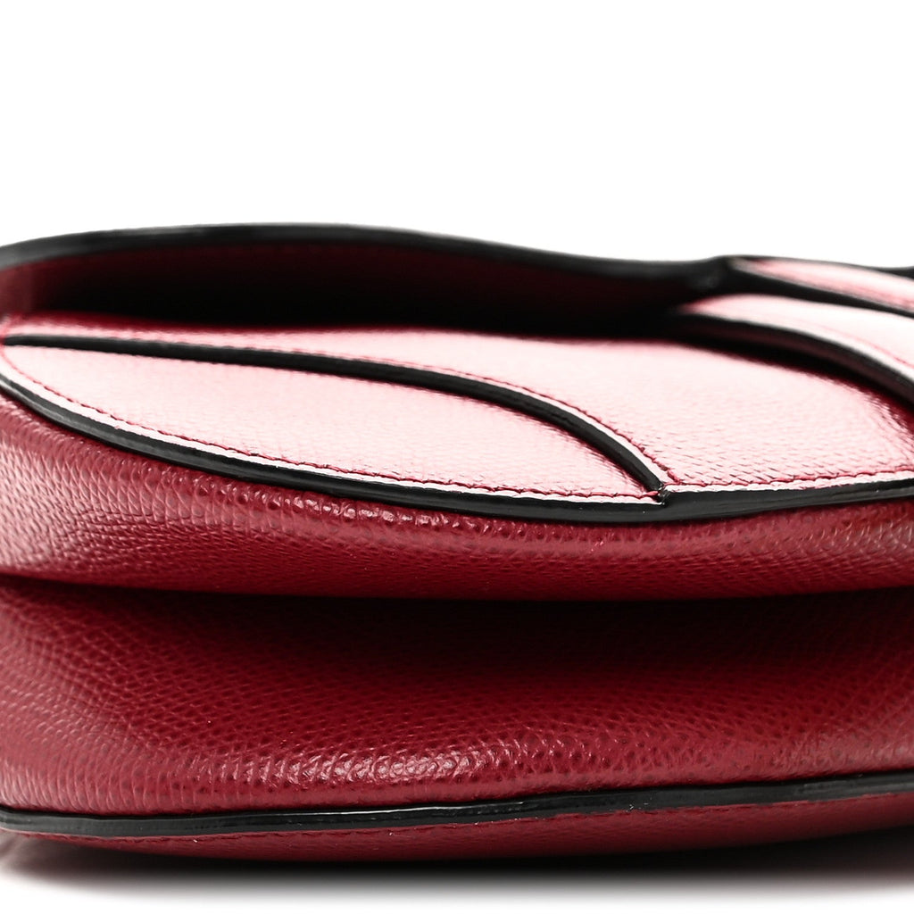 Grained Calfskin Mini Saddle Bag Red