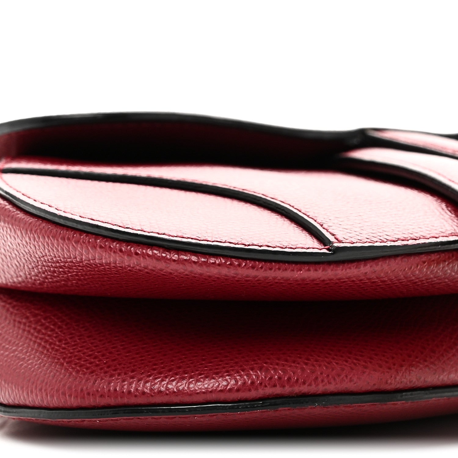 Grained Calfskin Mini Saddle Bag Red