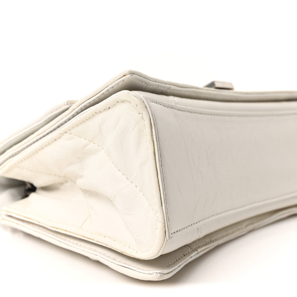 Crushed Calfskin Quilted Small Crush Chain Bag Optic White