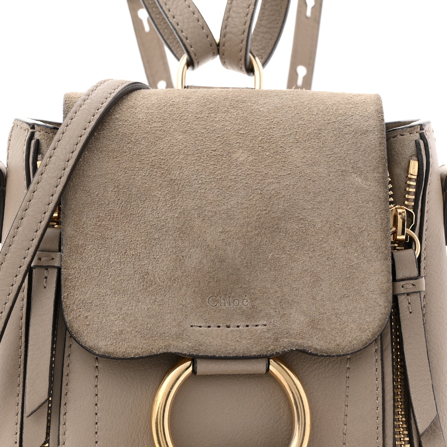 Suede Calfskin Mini Faye Backpack Motty Grey