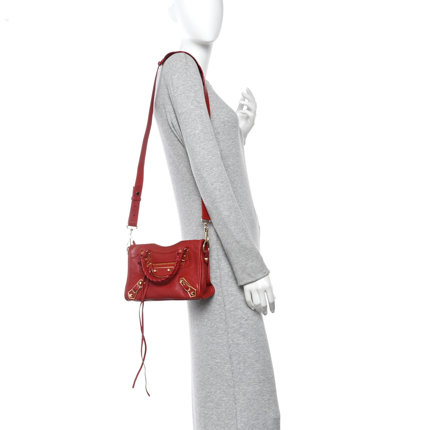 Chevre Gold Metallic Edge Hardware Mini City Rouge Groseille
