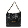 Shiny Calfskin Quilted Small Chanel 22 Black