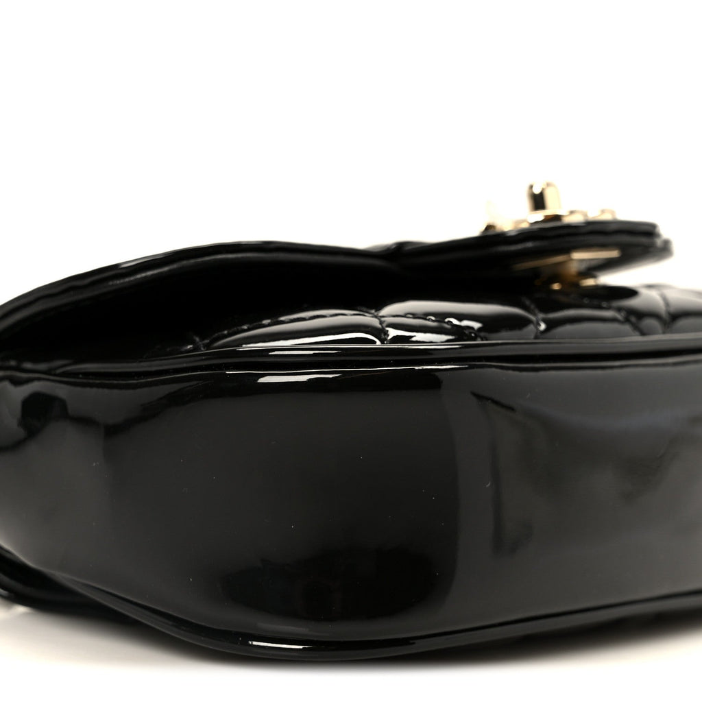 Patent Calfskin Quilted Mini Flap Black
