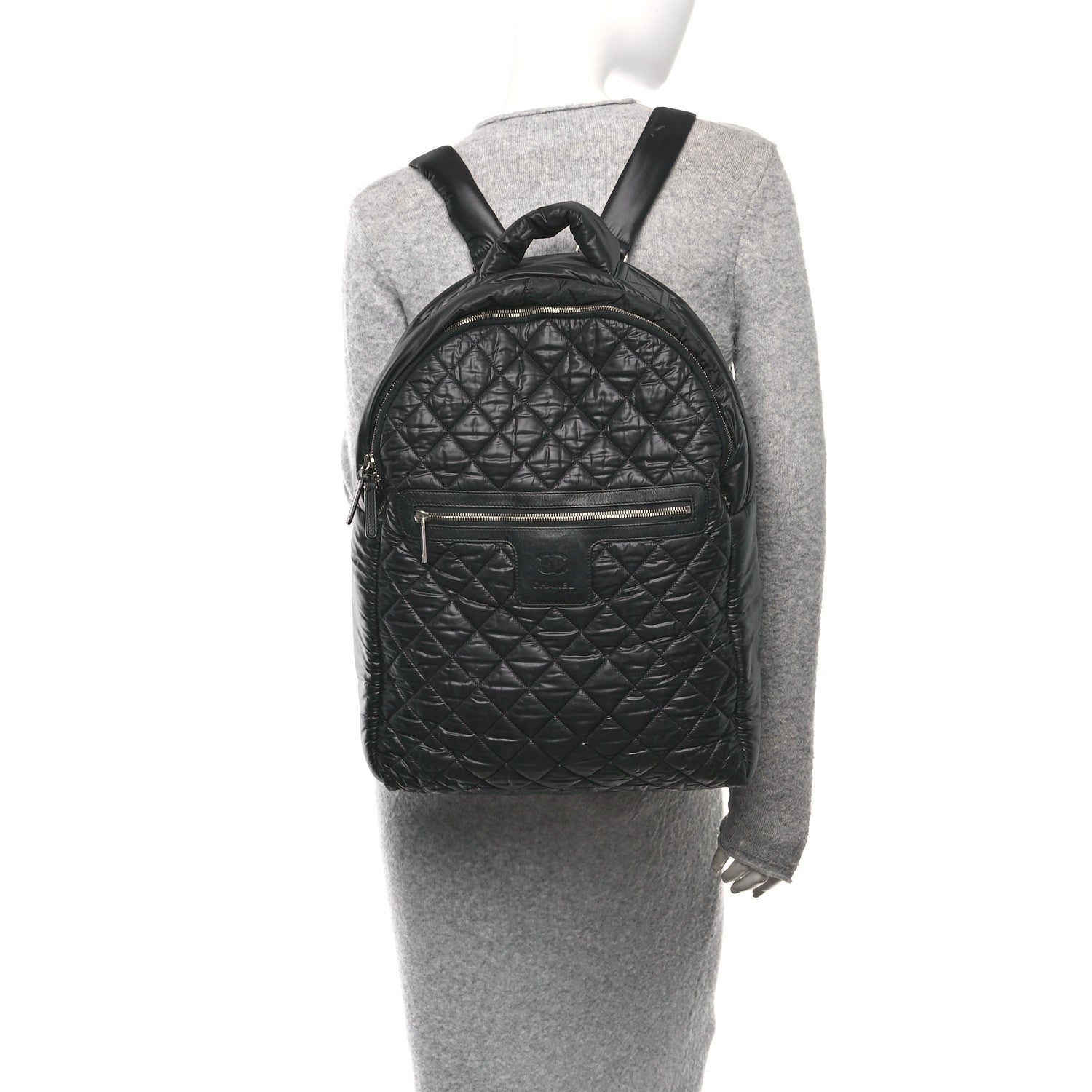 Nylon Quilted Coco Cocoon Backpack Black
