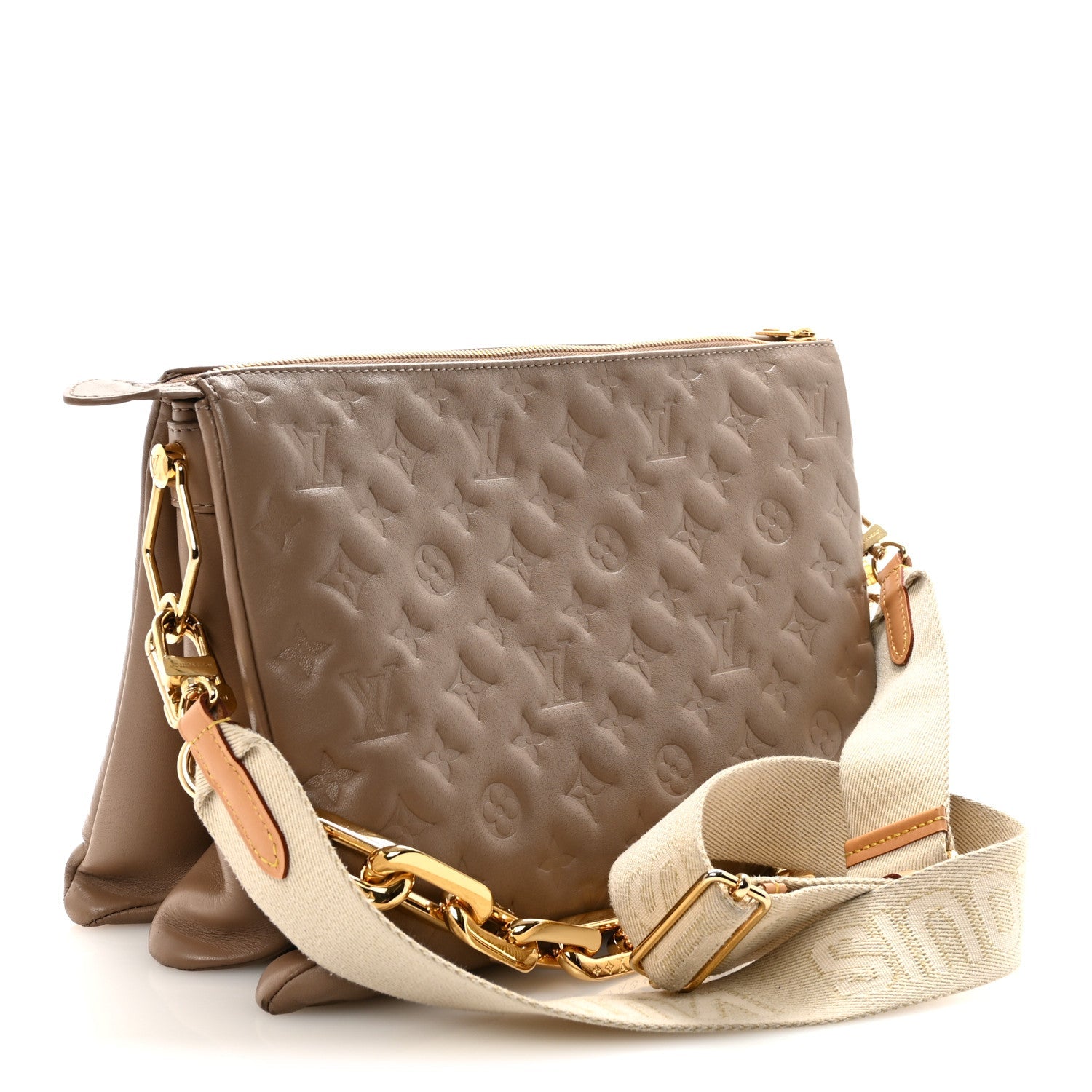 Lambskin Embossed Monogram Coussin MM  Taupe