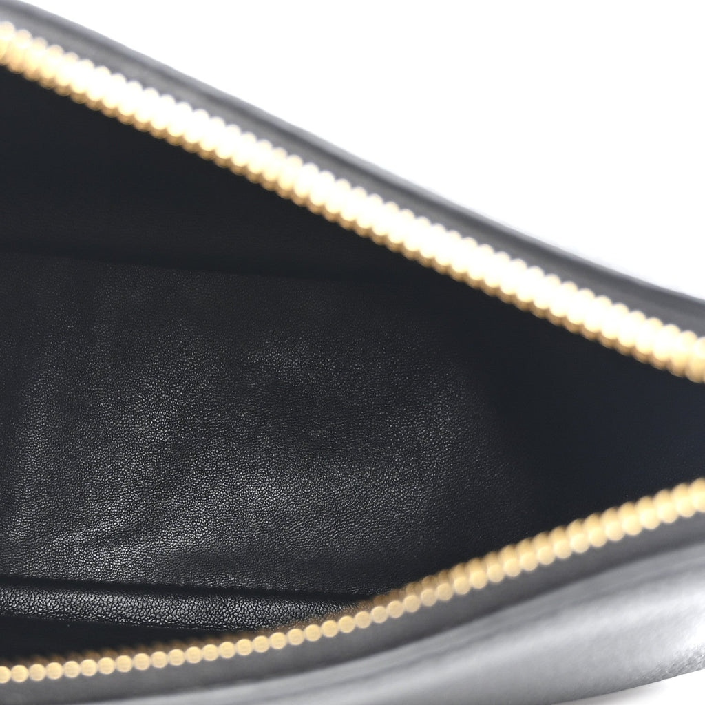 Vitello Daino Soft Zippered Hobo Shoulder Bag Black