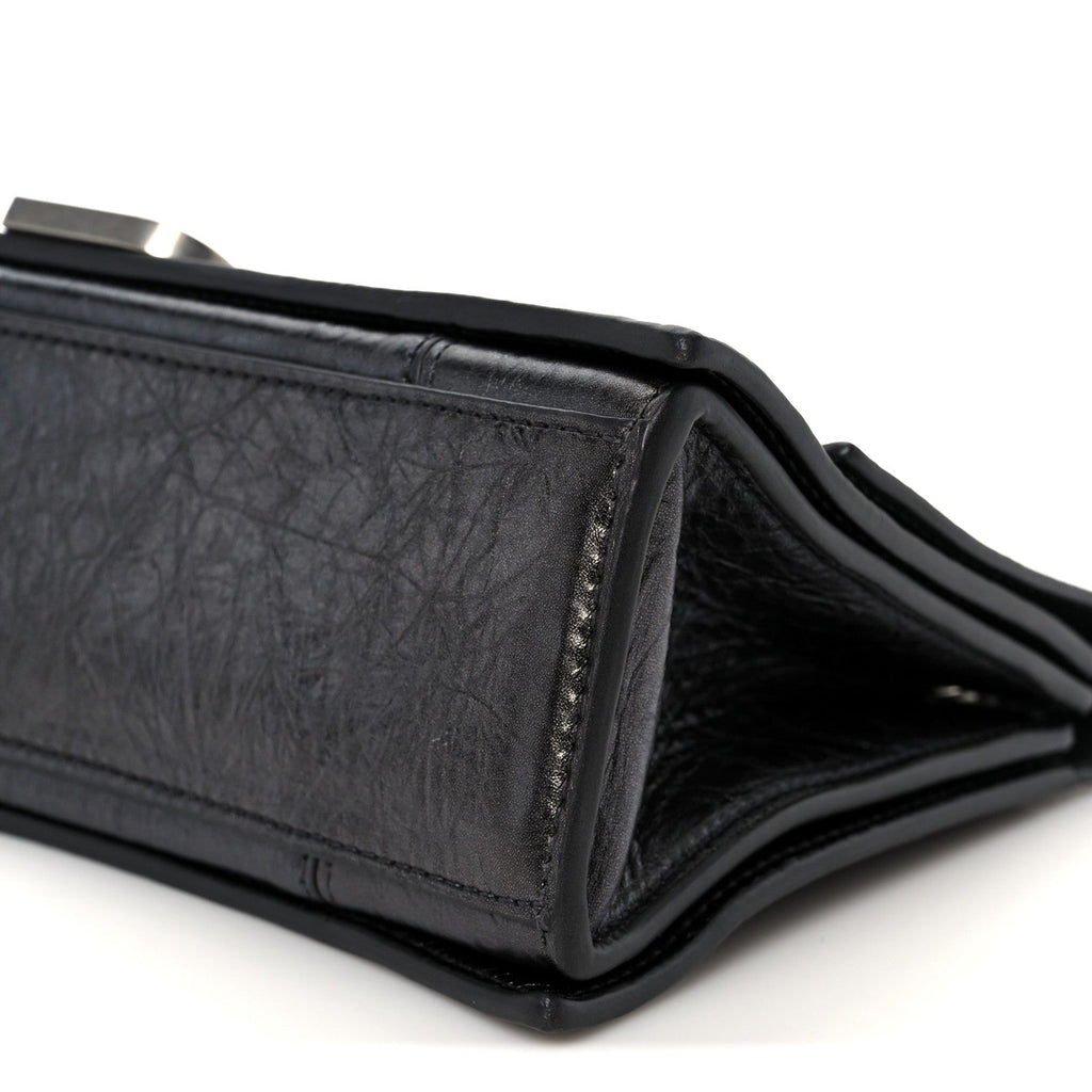 Metallic Crushed Calfskin Quilted Small Crush Chain Bag Steel Grey