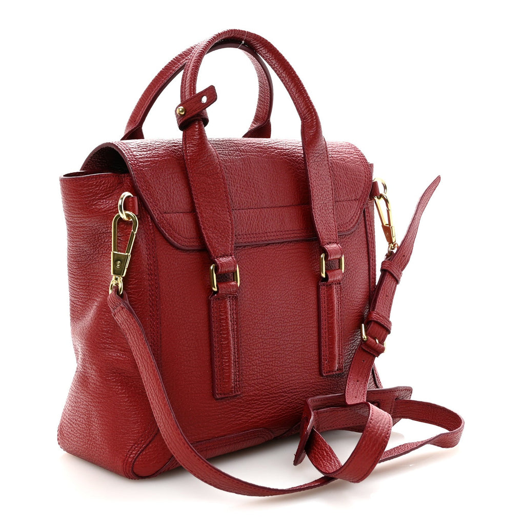 Textured Calfskin Medium Pashli Satchel Crimson
