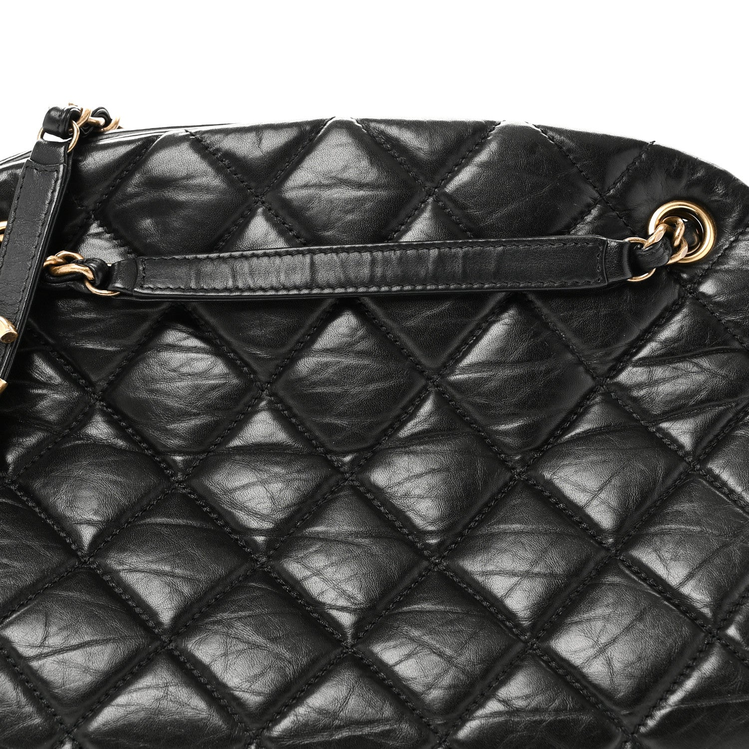 Aged Calfskin Large Just Mademoiselle Bowling Bag Black