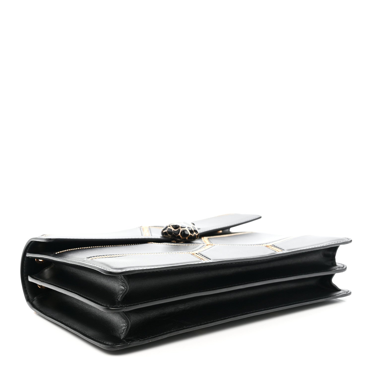 Calfskin Glam Rebel Serpenti Forever Shoulder Bag Black