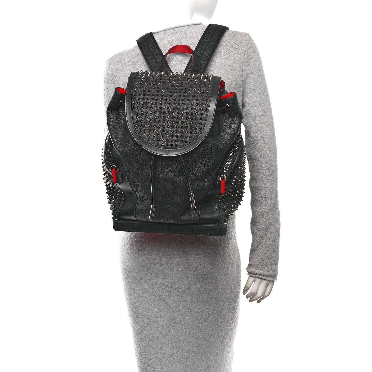 Calfskin Spiked Explorafunk Backpack Black