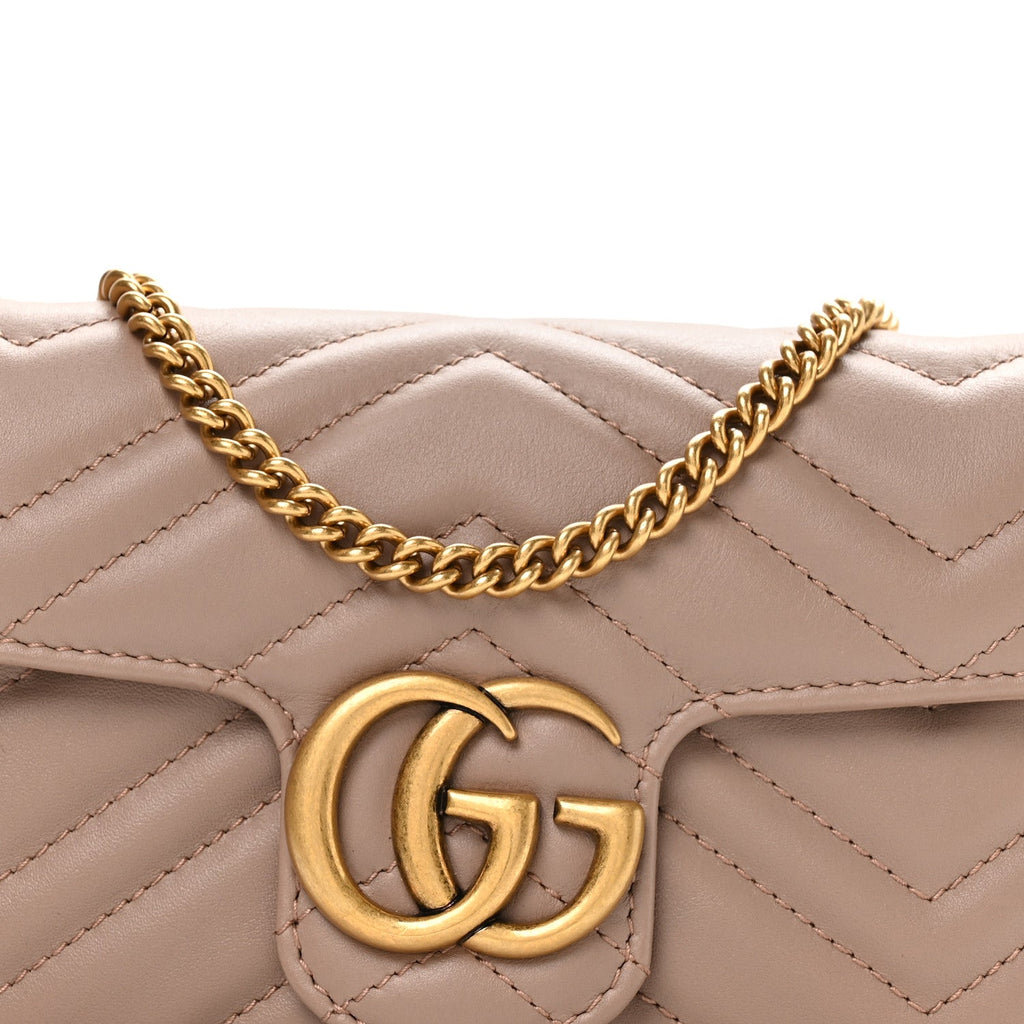 Calfskin Matelasse Super Mini GG Marmont Shoulder Bag Porcelain Rose