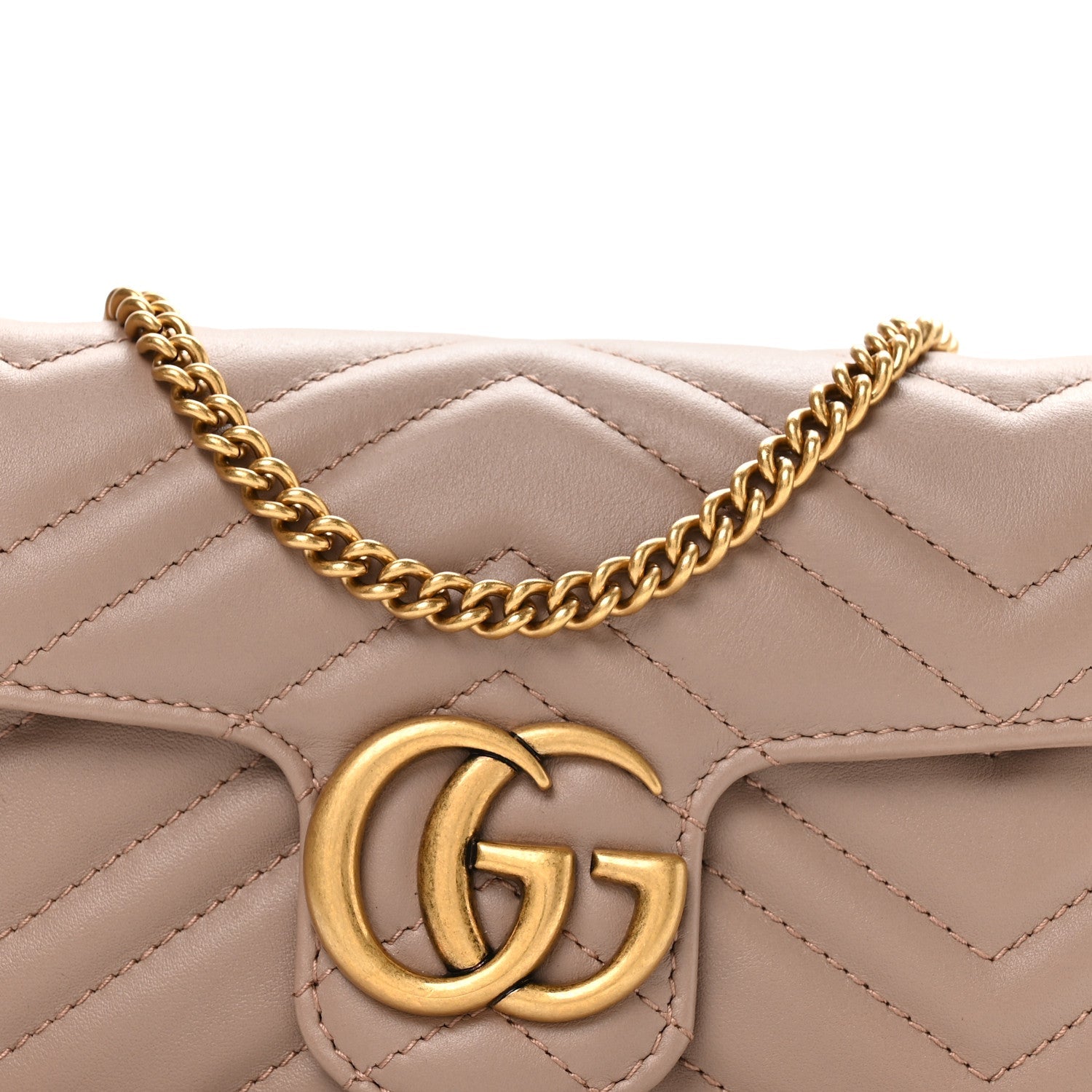 Calfskin Matelasse Super Mini GG Marmont Shoulder Bag Porcelain Rose