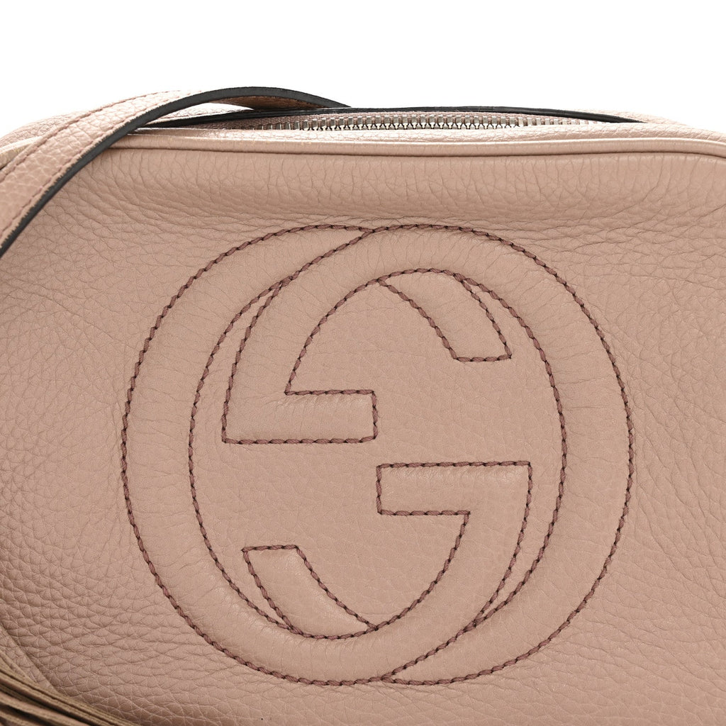 Pebbled Calfskin Small Soho Disco Bag Rose Beige