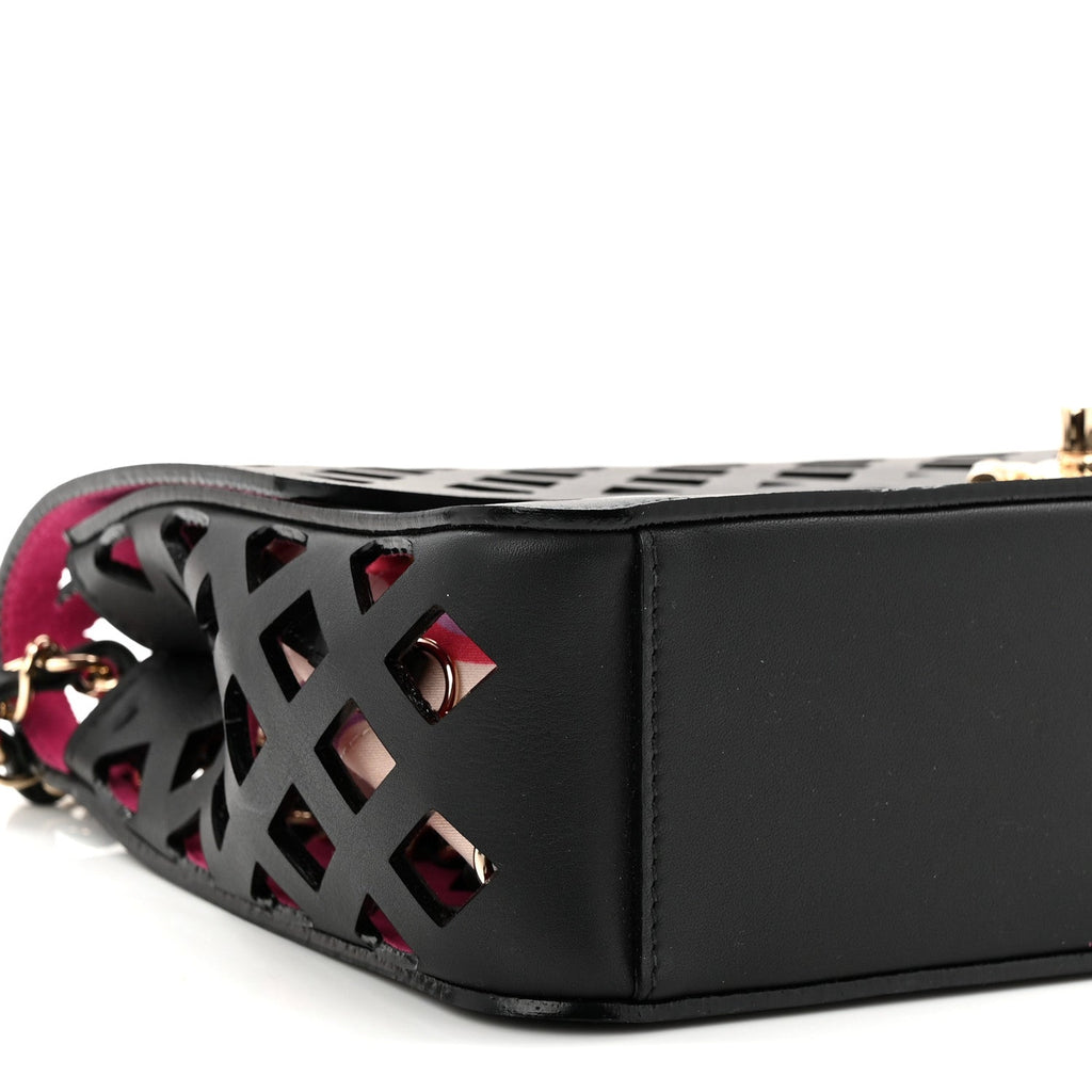 Lambskin Sea Through Flap Black Multicolor