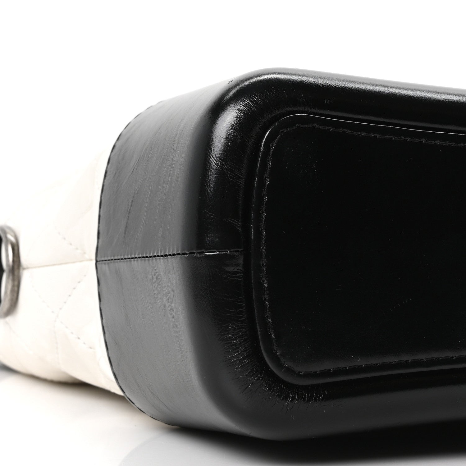 Aged Calfskin Quilted Medium Gabrielle Hobo Black White