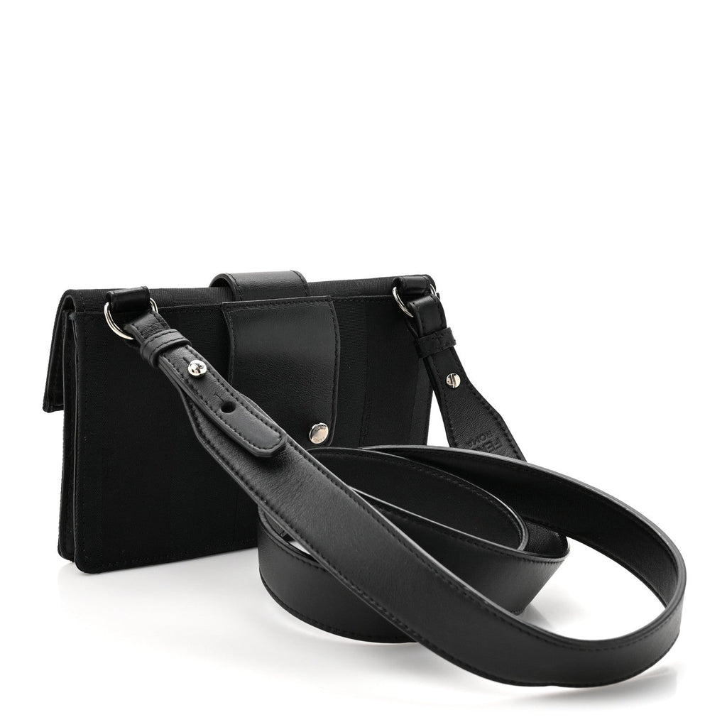 Recycled Nylon Vitello Grace Light Pequin Baguette Belt Pouch Black