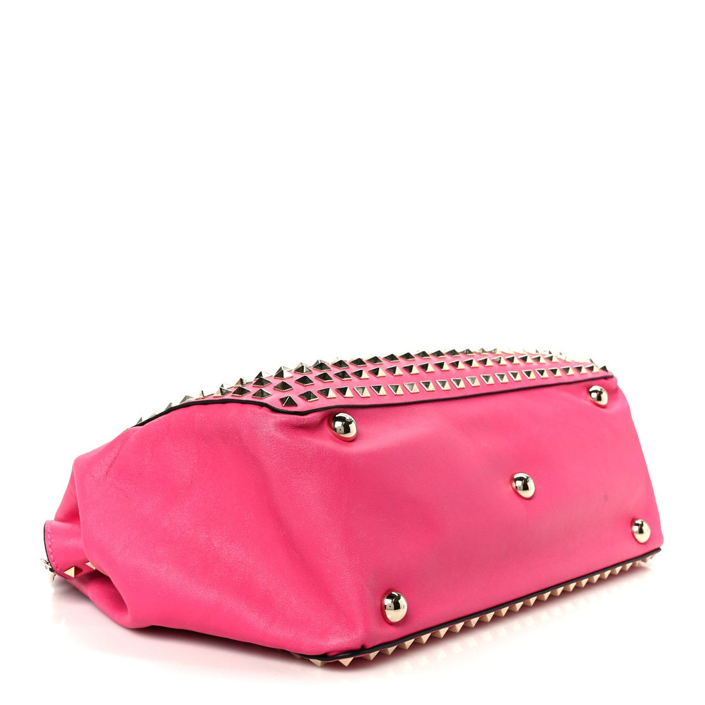 Vitello Medium Rockstud All Over Tote Pop Fuxia