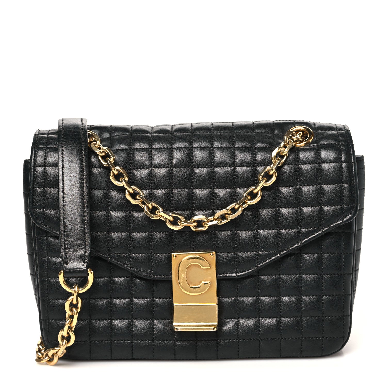 Calfskin Quilted Medium C Bag Black