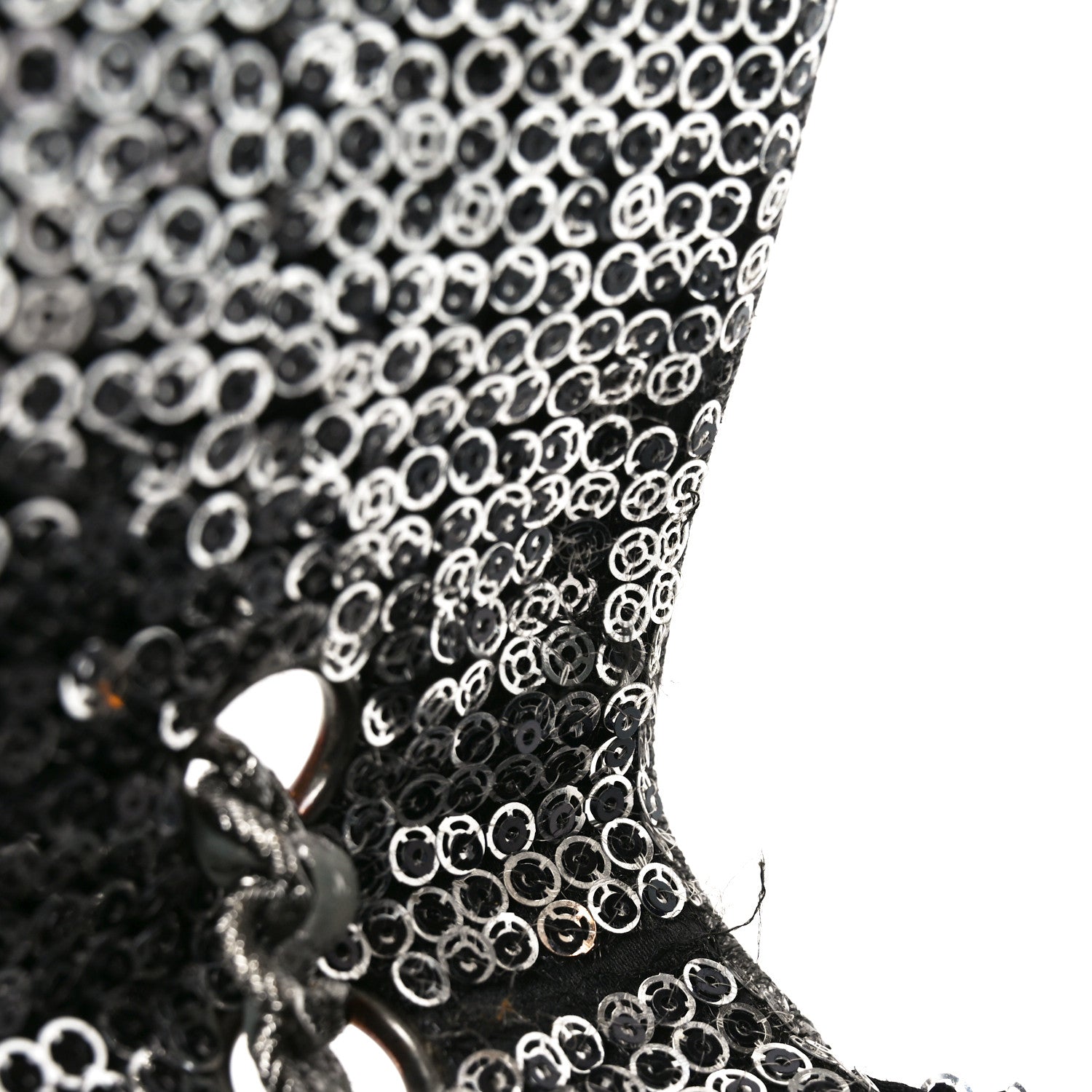 Sequin Medium Single Flap Dark Silver