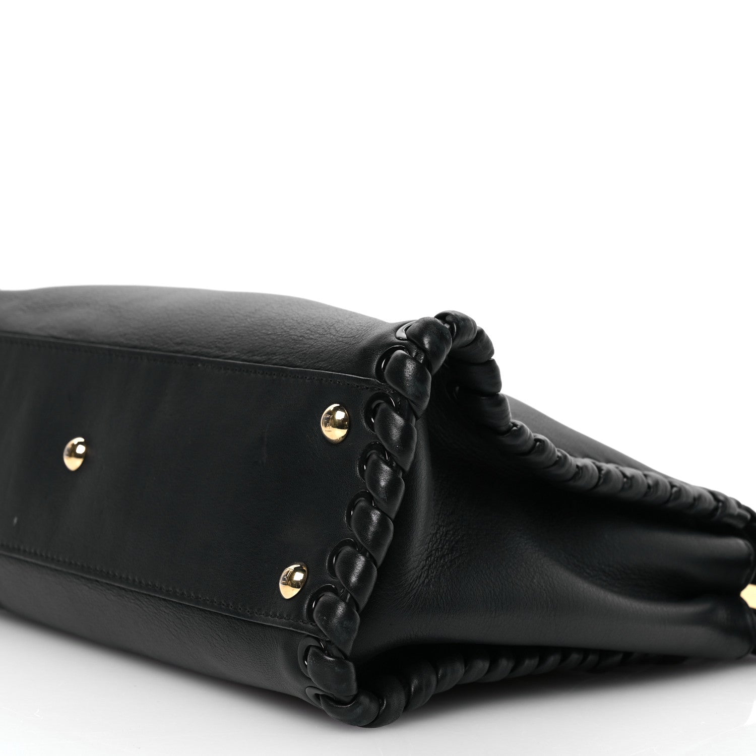 Vitello Seta Lace Up Medium Peekaboo Iconic Satchel Black