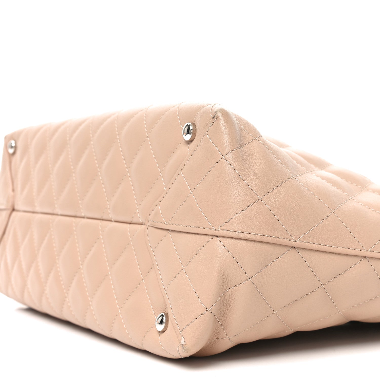Calfskin Quilted Large Shopping Tote Light Pink