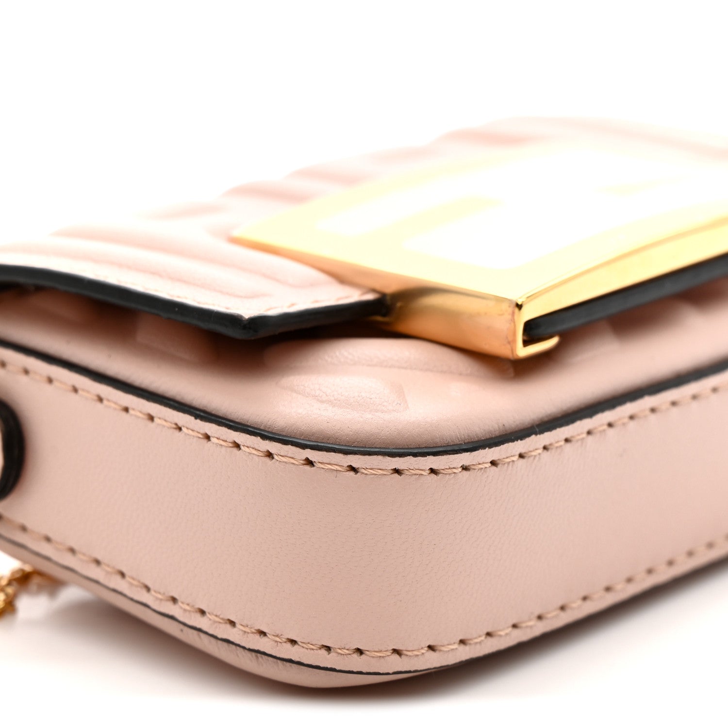 Nappa Matisse FF Embossed Nano Maxi Buckle Baguette Charm Rosa Quarzo