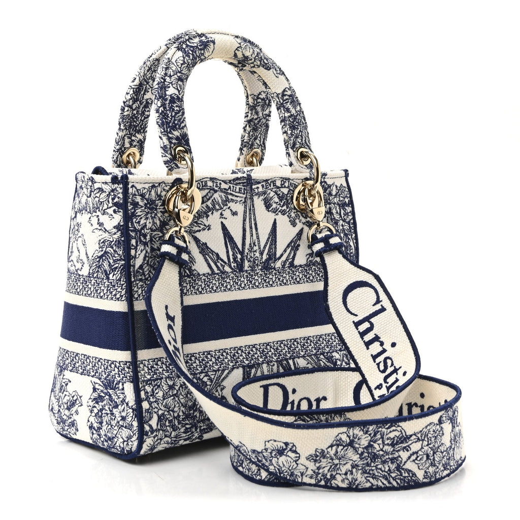 Canvas Reverse Embroidered Rêve d'Infini Medium Lady D-Lite Blue Multicolor
