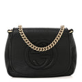 Pebbled Calfskin Small Soho Flap Crossbody Black
