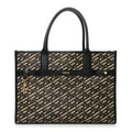 Coated Canvas Calfskin La Greca Signature Tote Bag Black Khaki